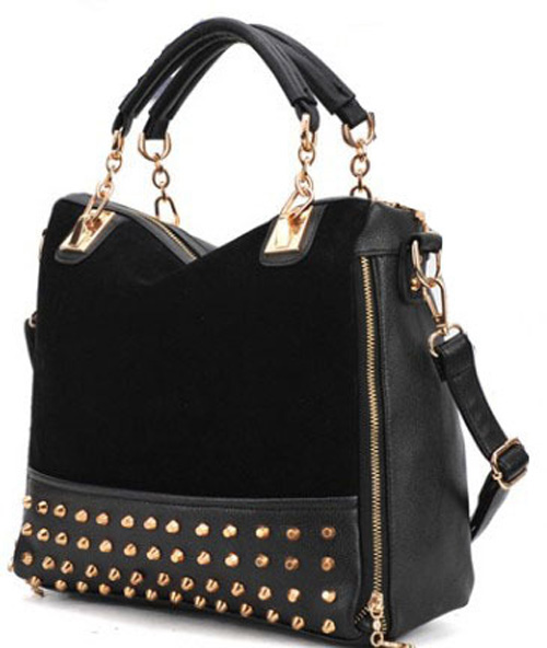 Rivets Decoration Black Handbag Shoulder Bag on Luulla